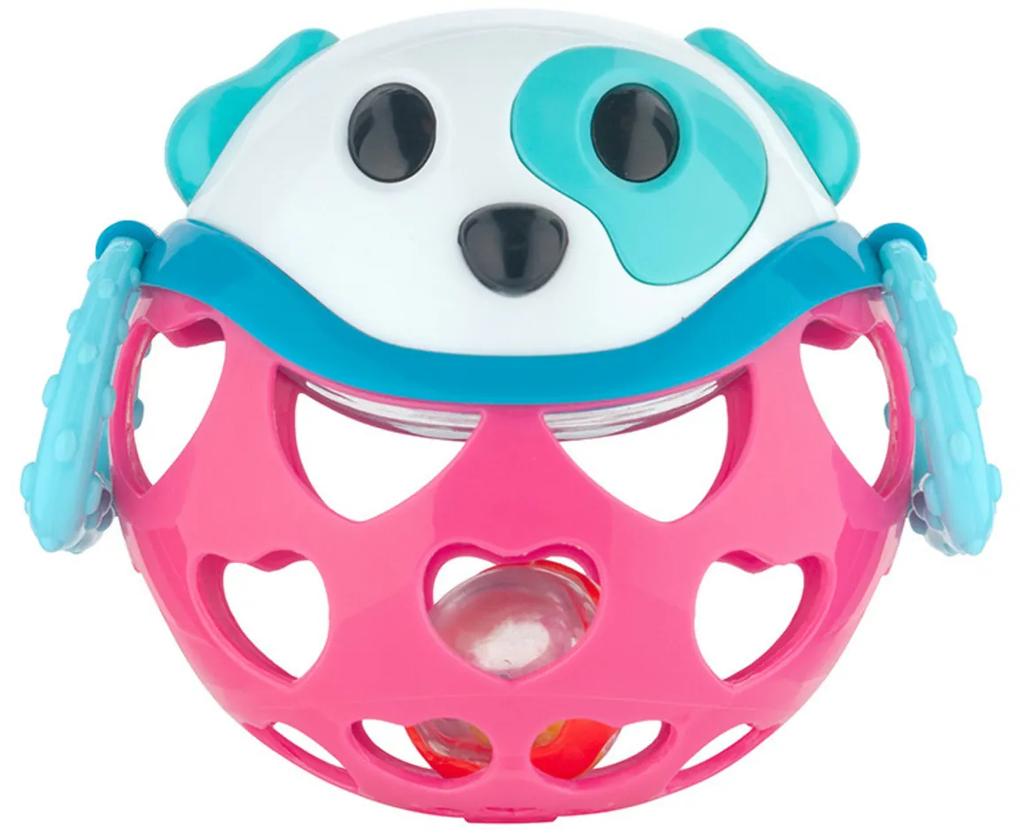 Interaktívna hračka Canpol Babies, loptička s hrkálkou - Psík ružový