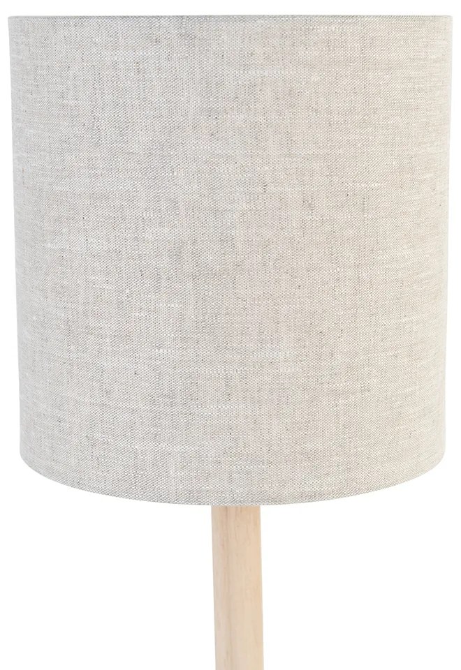 Rustikálna stolná lampa drevená so svetlohnedým tienidlom - Mels
