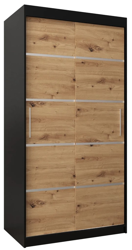 Šatníková skriňa 100 cm Verika 1 100 (čierna + dub artisan). Akcia -51%. Vlastná spoľahlivá doprava až k Vám domov. 1063677