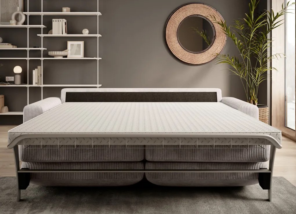 Rozkladacia pohovka na trvalé spanie Vanilla, krémová látka