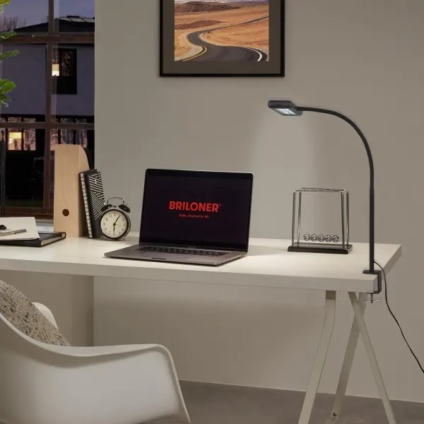 Brilo - LED Flexibilná stolná lampa s klipom TRASNA LED/7,5W/230V čierna