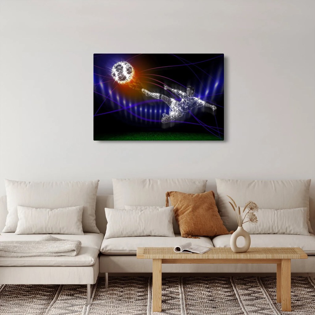 Obraz futbalistu v skoku (90x60 cm)