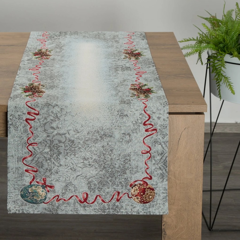 VIANOČNÝ GOBELÍNOVÝ BEHÚŇ NA STÔL PINE1 40X100 CM VZOROVANÁ