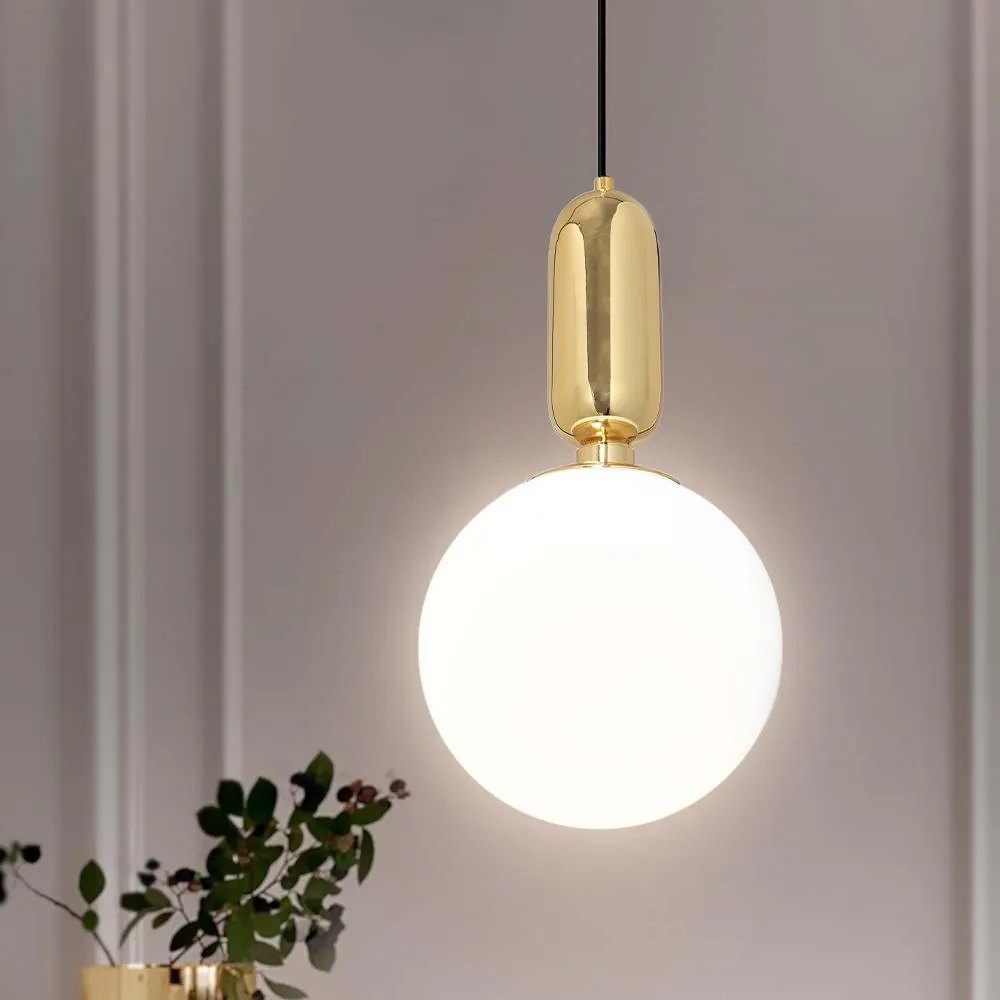 Toolight Toolight, Kovová stropná lampa sklenená APP474-1CP, zlatá, OSW-00606