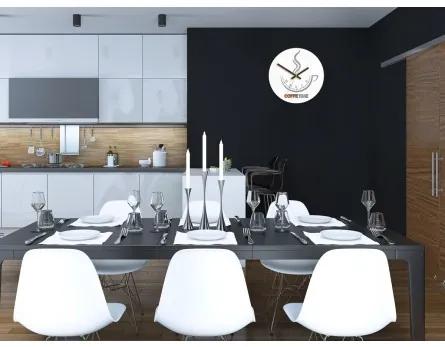 Sammer Moderné kuchynské hodiny v bielej farbe ultra tiché Coffee2White