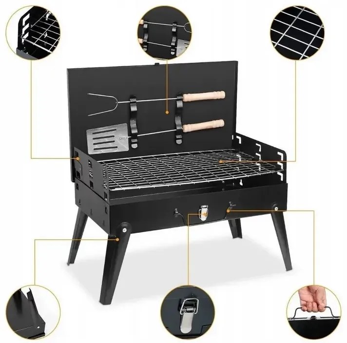 Zaparkorun Cestovný obdĺžnikový gril na drevené uhlie Coalbox