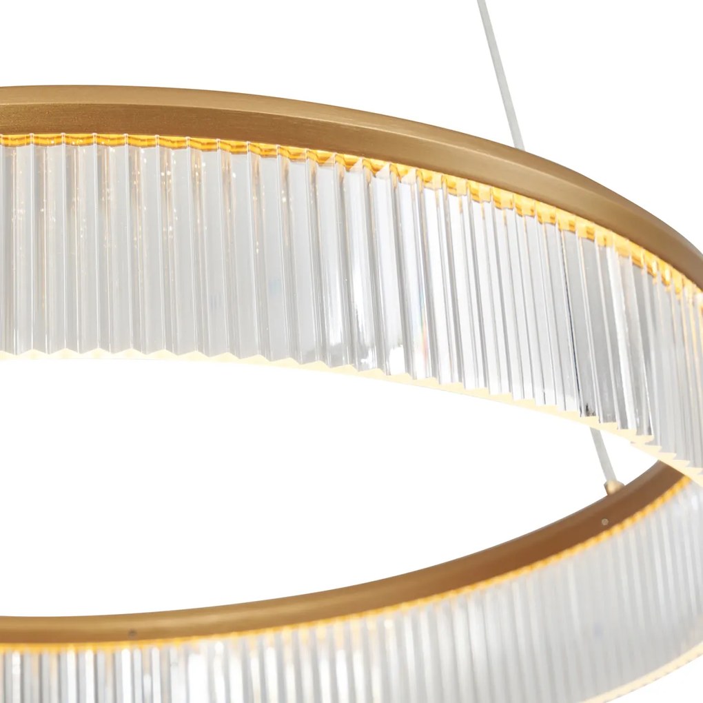 Moderné závesné svietidlo mosadzné 59cm vrátane LED s 3-stupňovým stmievaním - Anello Chandelier