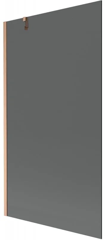 Mexen Next, 1-krídlová vaňová zástena 100 x 150 cm, 6mm šedé sklo, medená matná, 895-100-000-00-40-65
