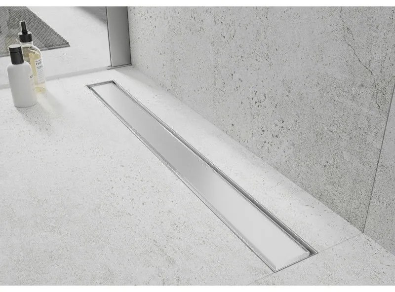 Mexen Flat nerezový sprchový žľab 60 cm vzor biele sklo, 1027060-15