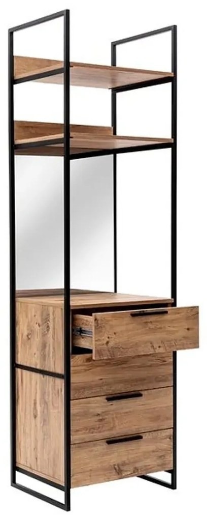 Šatní skříň Dynamic 64 cm se zrcadlem borovice Atlantic/černý