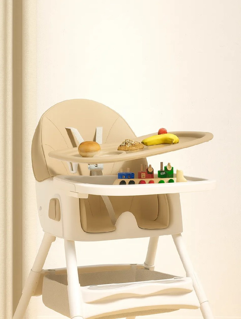 Stolička na kŕmenie KDK03 4v1 béžová + košík a kolieska ZDARMA