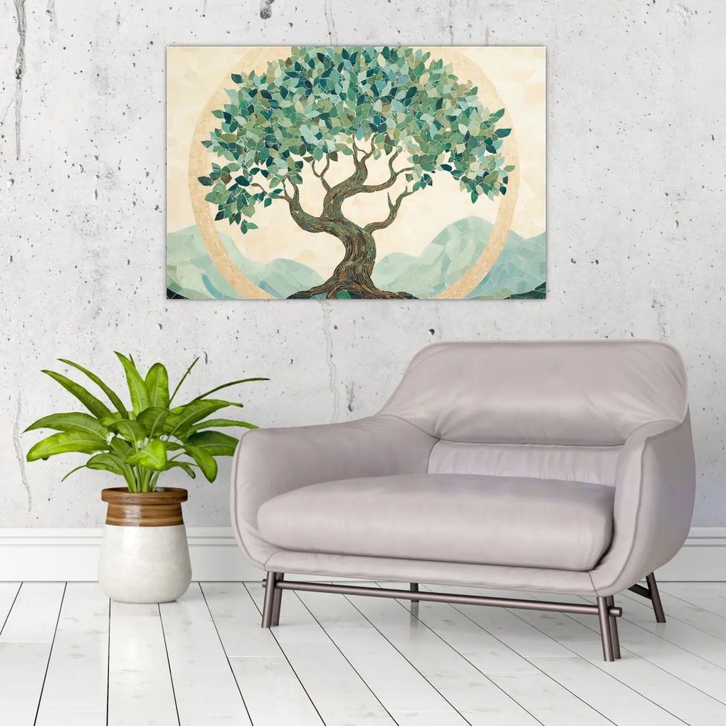 Obraz – Elegantná mozaika so stromom (90x60 cm)