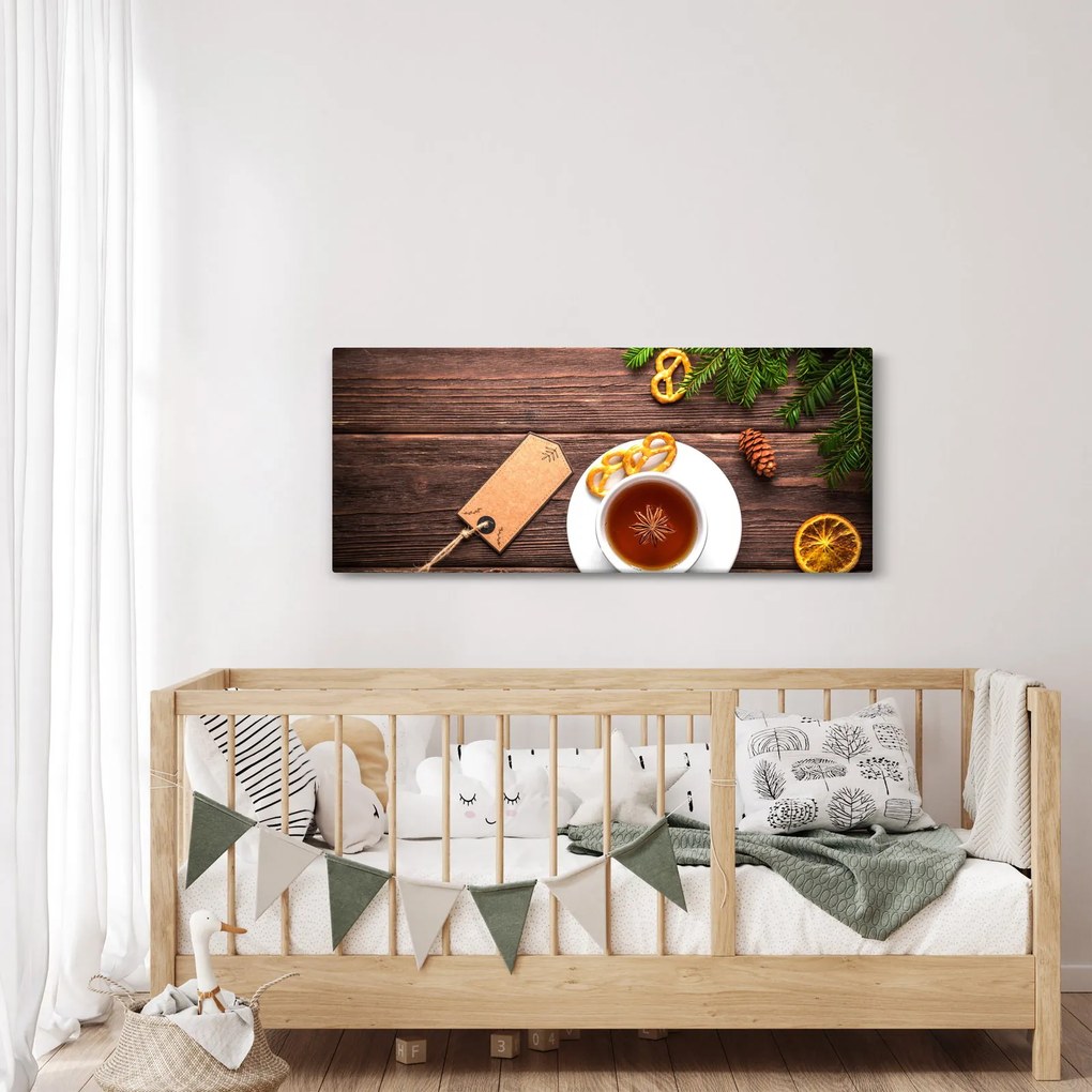 Obraz - hrnček s dekoráciami (120x50 cm)