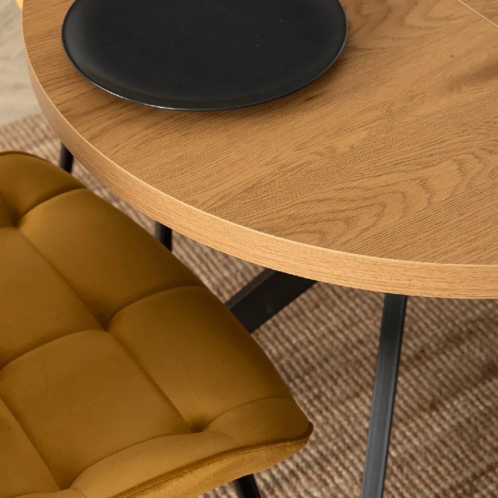 PROXIMA.store - Okrúhly rozkladací stôl DORIAN FARBA: čierna, FARBA NÔH: dub