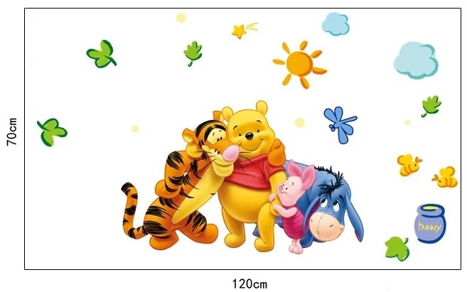 Veselá Stena Samolepka Medvedík Pu s priateľmi Veľkosť: 120 x 70 cm
