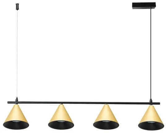 Luster na lanku CONE 4xGU10/10W/230V zlatá/čierna