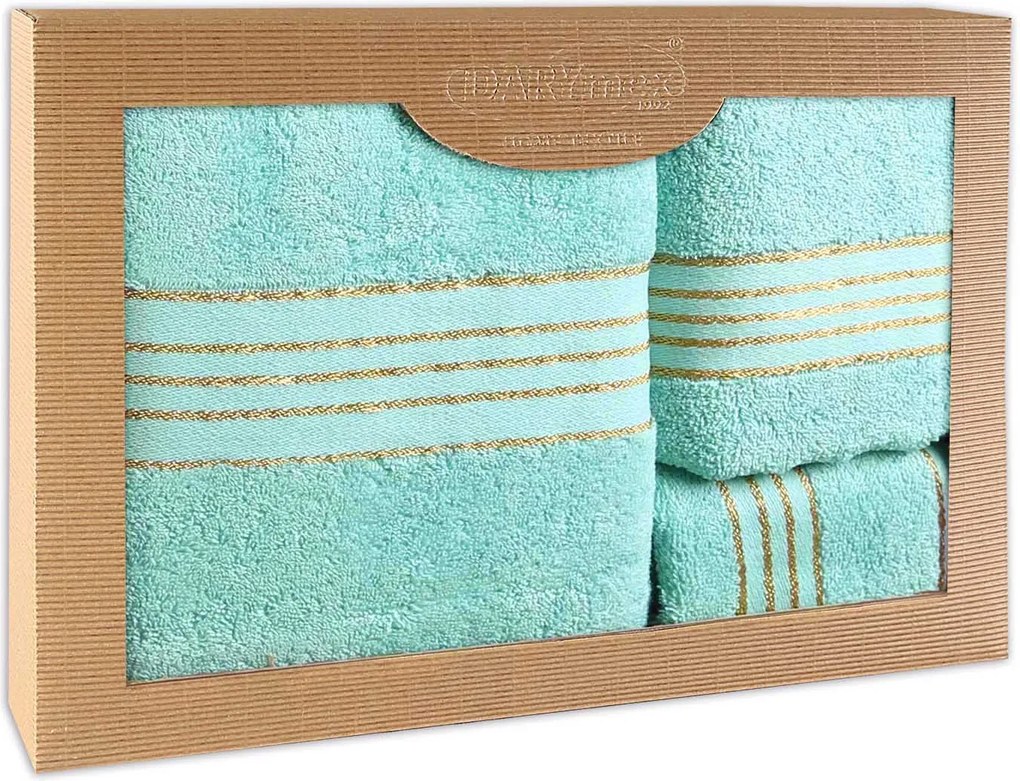 BAVLNENÉ UTERÁKY TIWANO SADA 1 KS 30X50 CM, 1 KS 50X90 CM, 1 KS 70X140 CM SVETLOTYRKYSOVÁ