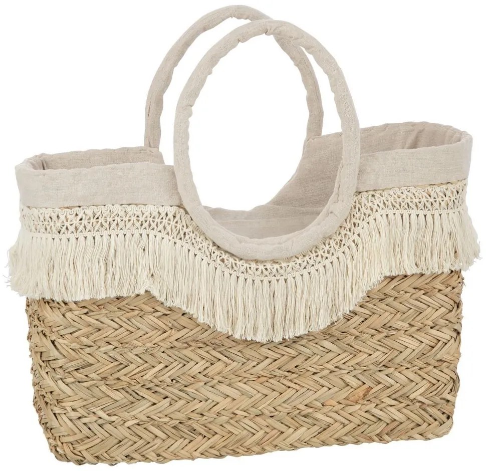 Plážová taška z morskej trávy s čipkou Beach Bag Lace - 59*16*30 cm
