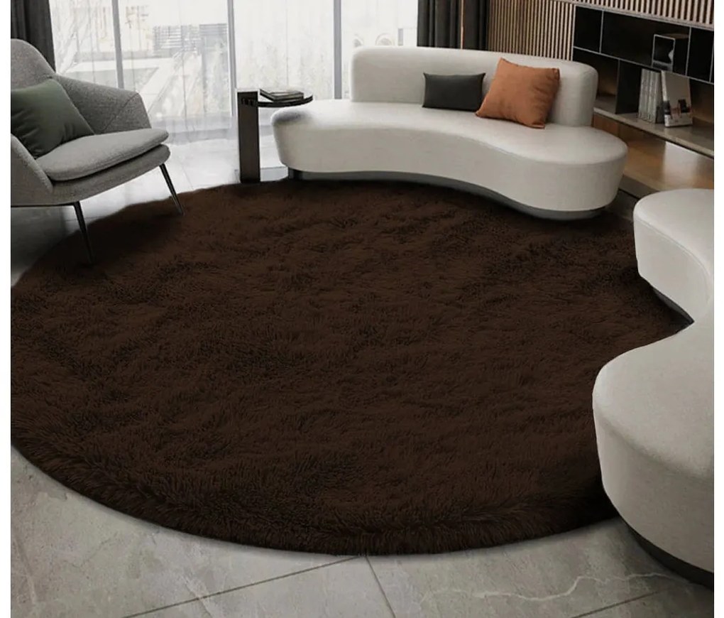 TZ Tmavohnedý okrúhly shaggy koberec Lana Rozmer: 120