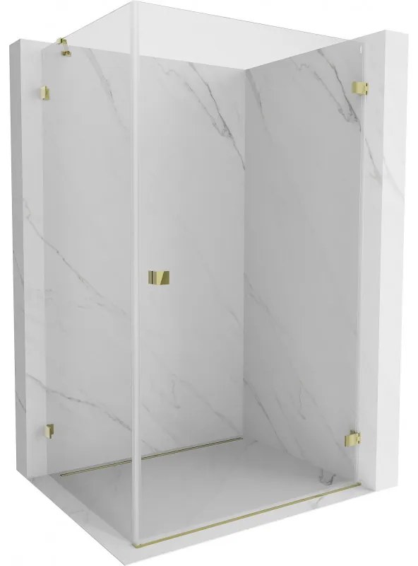 Mexen Lunar-B, výklopný sprchový kút pravý 80 x 70 cm, 8mm číre sklo, zlatý profil, 832-080-070-50-00-P