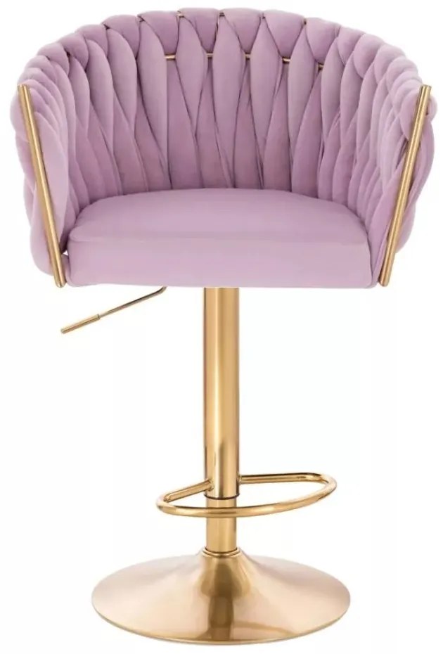 LuxuryForm DESIGN Barová stolička NORDEN VELUR na zlatom tanieri - levanduľa
