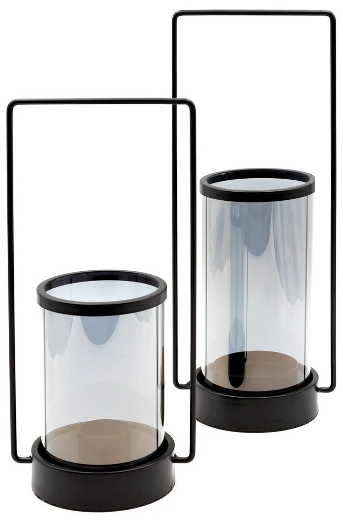 SKLENENÝ SVIETNIK WIKI 15X12X32 CM ČIERNA