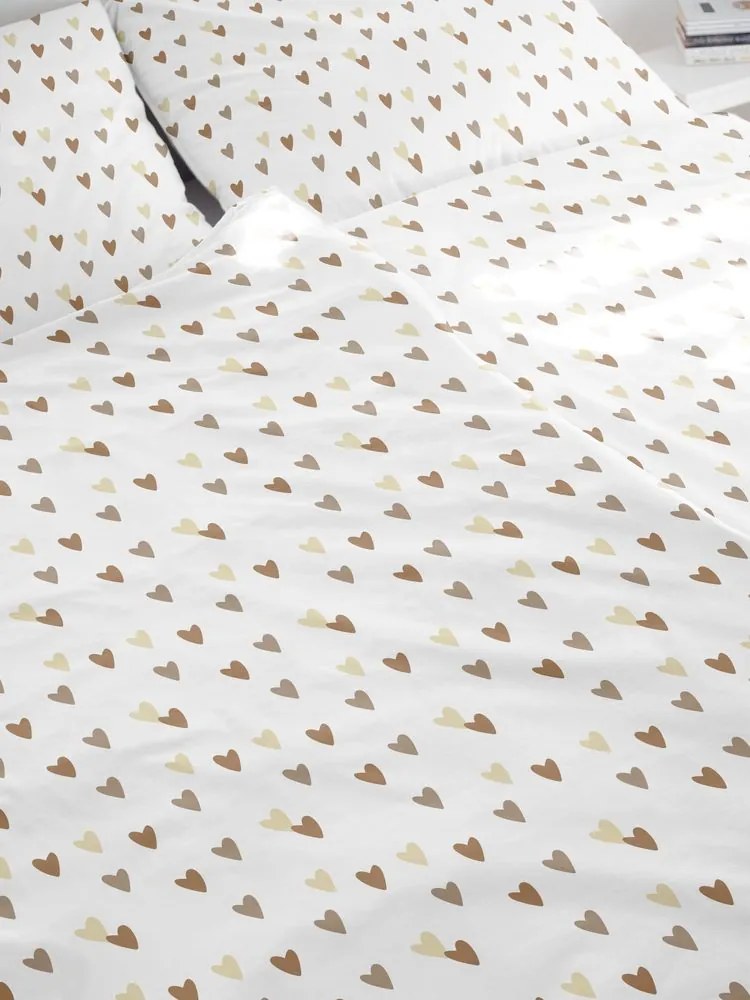 Polášek Bavlnené obliečky SRDIEČKA - Šedá | 140 x 200 cm / 70 x 90 cm