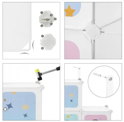 Detský regál so 16 priehradkami SONGMICS LPC902W