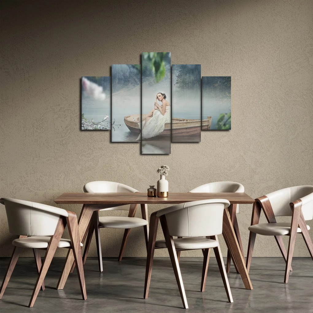 Obraz - Žena na loďke (150x105 cm)
