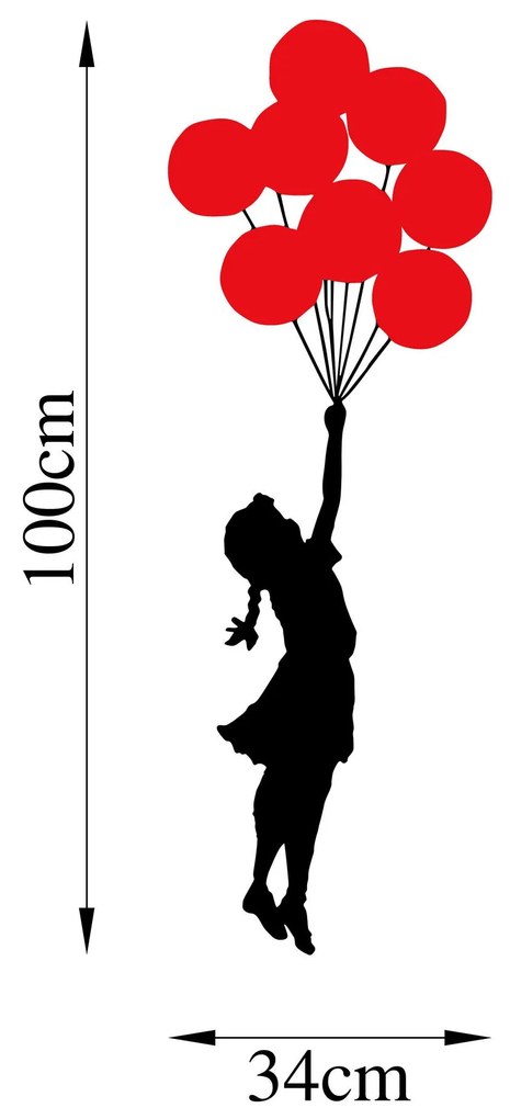 Nástenná kovová dekorácia Banksy červená/čierna