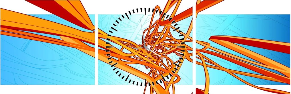 Obraz - Prepletené čiary, abstrakcie (s hodinami) (90x30 cm)