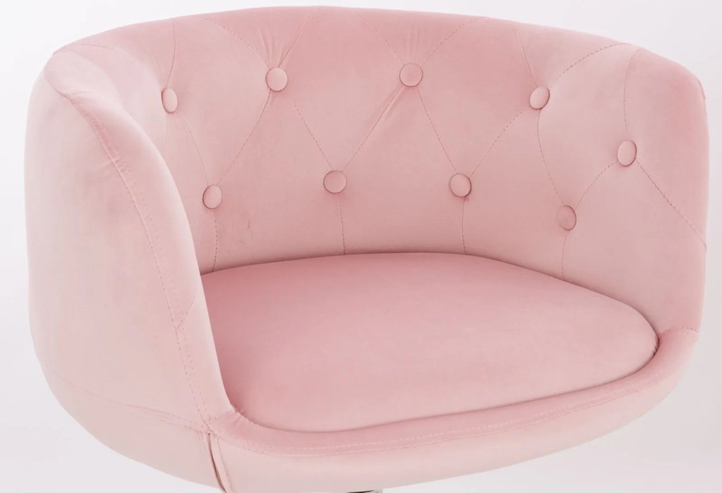 LuxuryForm DESIGN Kreslo MONTANA VELUR na striebornej podstave s kolieskami - ružové
