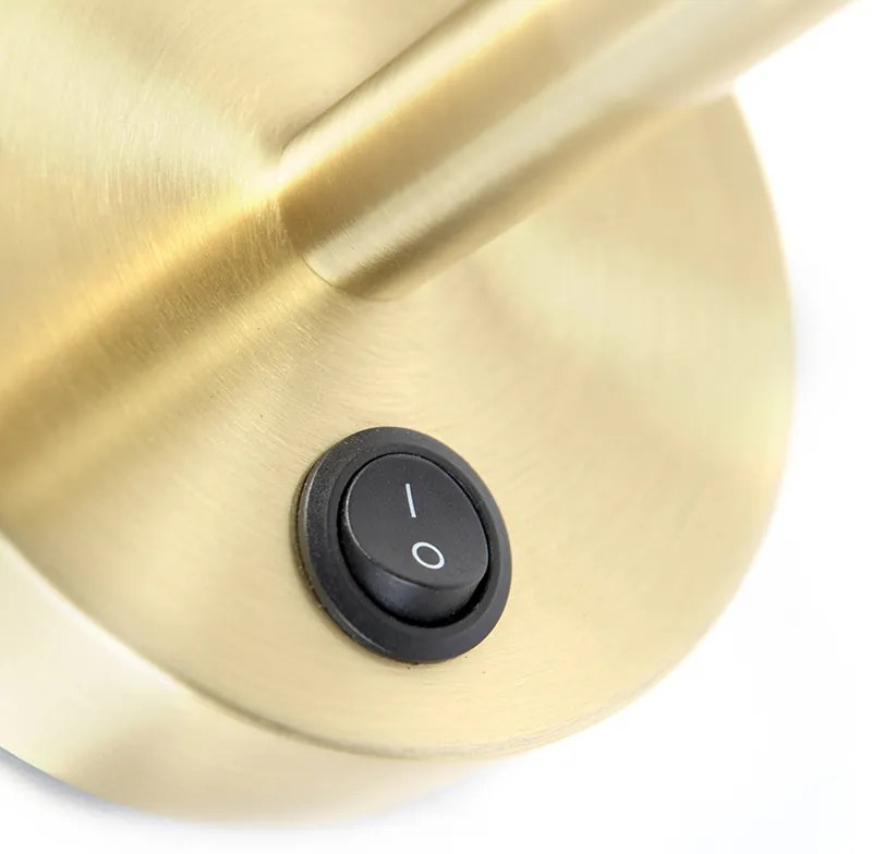 Elegantná nástenná lampa zlatá s modrým zamatovým tienidlom - Matt