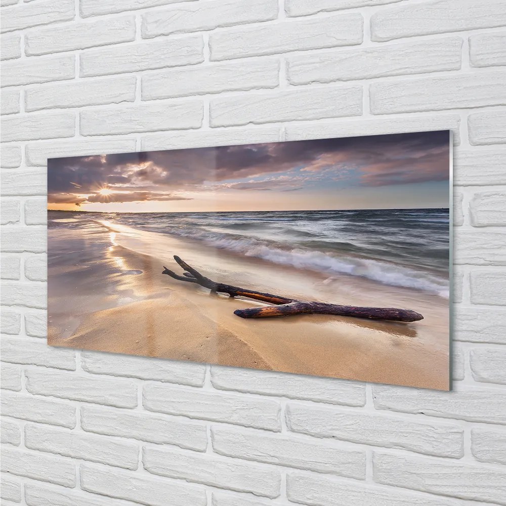 Nástenný panel  Gdańsk Beach sea sunset 125x50 cm