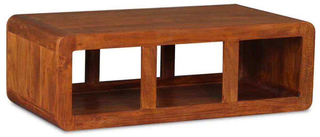 Konferenčný stolík z masívneho dreva zo zakončením zo sheeshamového dreva, 90x50x30 cm