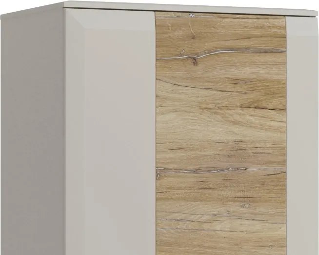 Vysoká vitrína Romy, šedá/dub