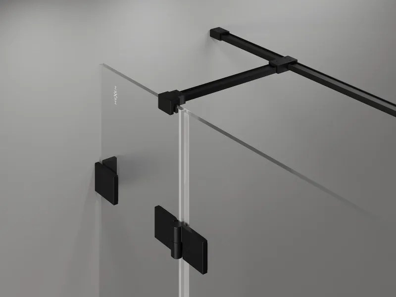 Mexen Lunar T, sklápací sprchový kút ľavý 110 x 90 cm, 8mm číre sklo, čierny profil, 834T-110-090-70-00-L
