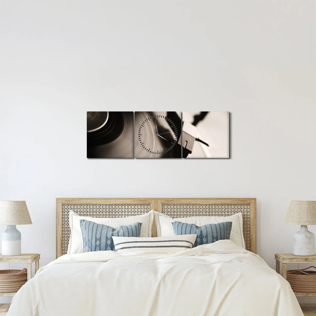 Obraz - Gramofónová doska (s hodinami) (90x30 cm)