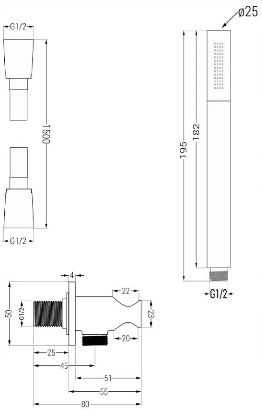 Mexen KAI - 3-výstupová podomietková sprchová sada 6v1, zlatá, 77602-50set