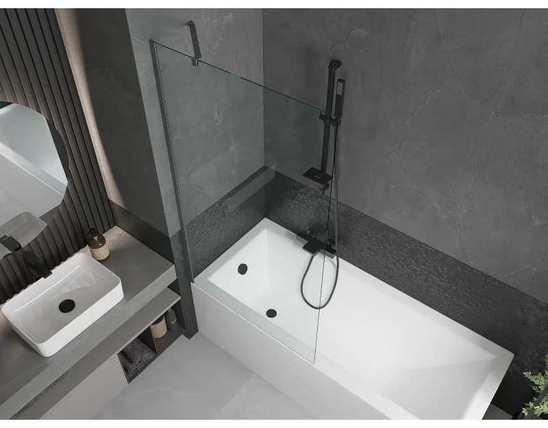 Mexen Next, 1-krídlová vaňová zástena 90 x 150 cm, 6mm číre sklo, grafitová, 895-090-000-00-00-95