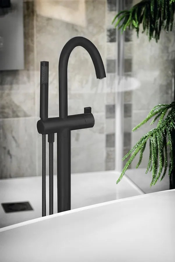 Sapho Sapho, RHAPSODY vaňová batéria s pripojením do podlahy, výška 1077 mm, čierna matná, R5018B