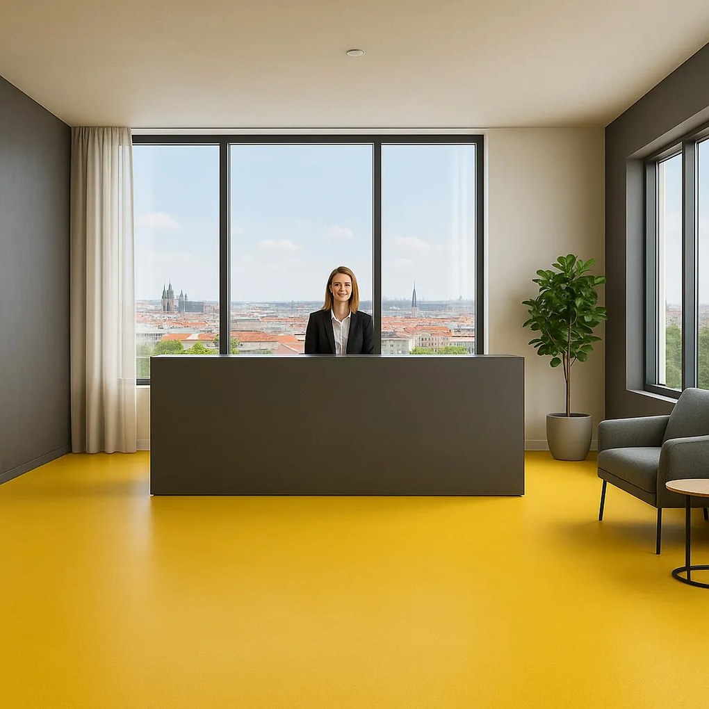 Lentex, PVC podlaha - lino Flexar PUR 603-07 žltá, na mieru, šíře 2m,4m, žltá, bez podkladu, kancelária