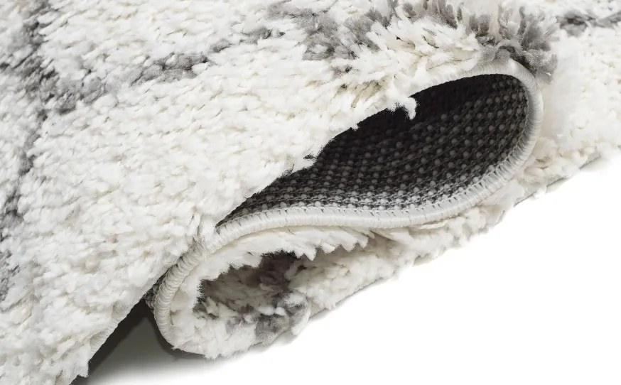 Huňatý biely vzorovaný behúň Šírka: 100 cm | Dĺžka: 300 cm