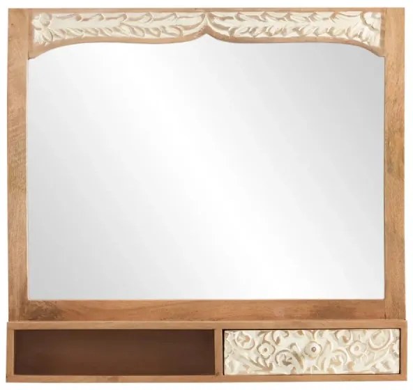 furniture-nabytek.cz - Masívne kúpeľňové zrkadlo Delhi z mangového dreva, lakované, hnedé – 80 cm