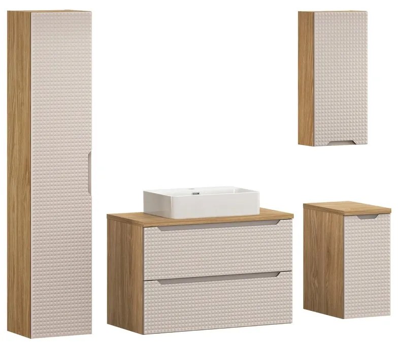 Závěsná skříňka pod umyvadlo Luxor Beige s deskou 120 cm béžová/dub olejovaný