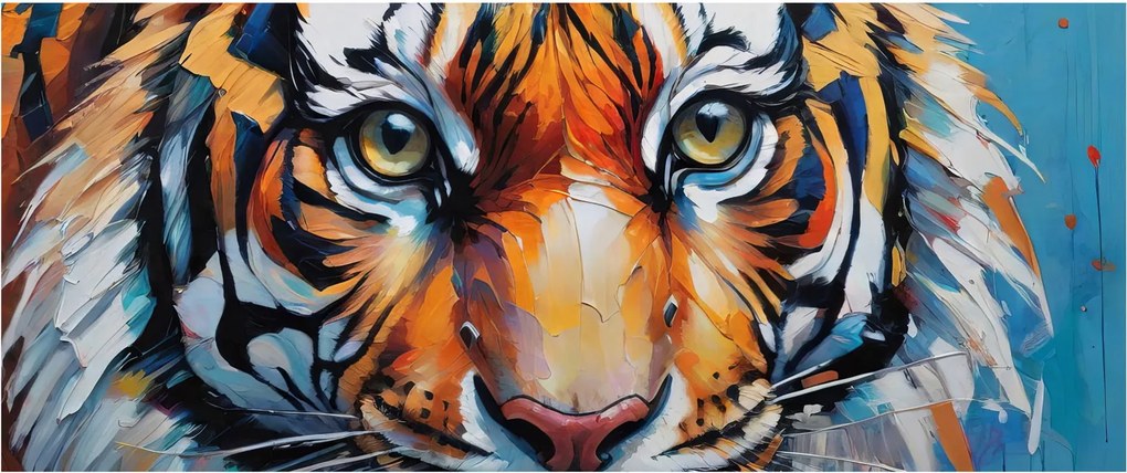 Obraz - Pohľad tigra, maľba (120x50 cm)
