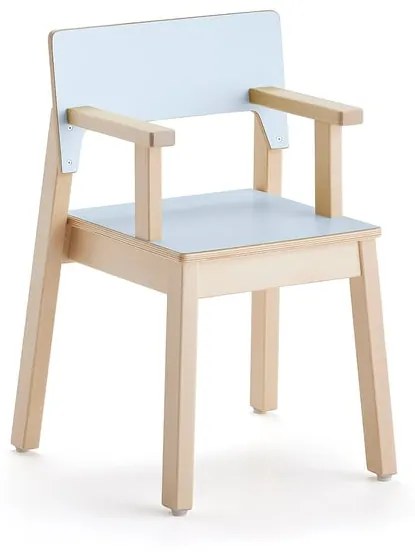 Detská stolička LOVE s opierkami rúk, V 350 mm, breza, laminát - modrá