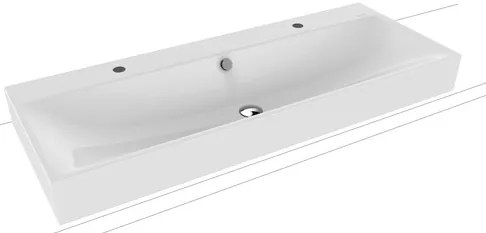 Umývadlo na dosku Kaldewei Silenio 3049 120x46 cm alpská biela s dvoma otvormi pre batériu 906406043001