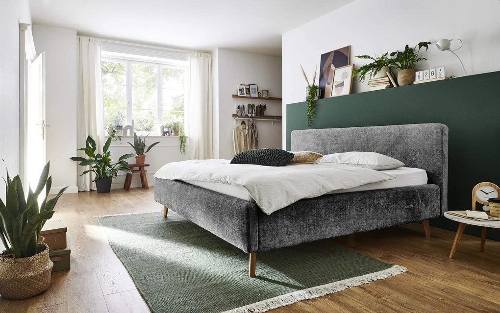 Dvojlôžková posteľ taupe s úložným priestorom 140 x 200 cm chenille antracit MUZZA