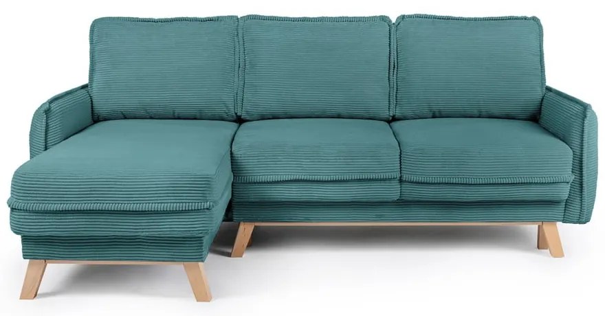 Variabilná tyrkysová menčestrová rozkladacia rohová pohovka Tori – Bonami Selection